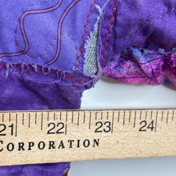 VTG Quilted Coat Kimono Patchwork Purple Butterfly Jerzees L Artsy Granny Boho - Picture 7 of 9